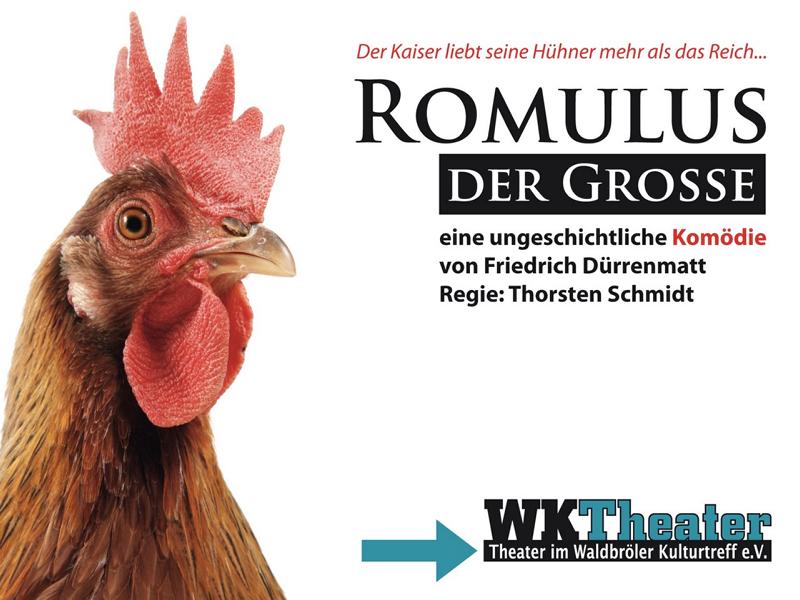 Plakat zum Theaterstück Romolus der Große