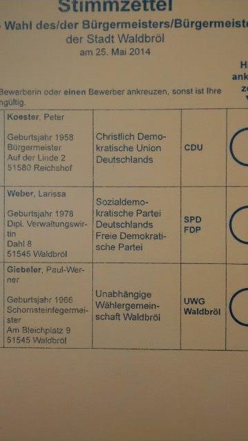 Wahlergebnisse der Europa-, Kreistags-, Bürgermeister- und Kommunalwahl am 25.05.2014