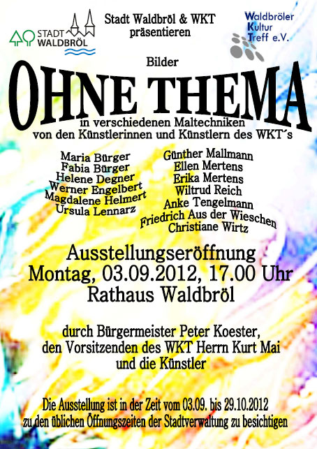 Plakat zur Ausstellung von Kunst im Rathaus "Ohne Thema"