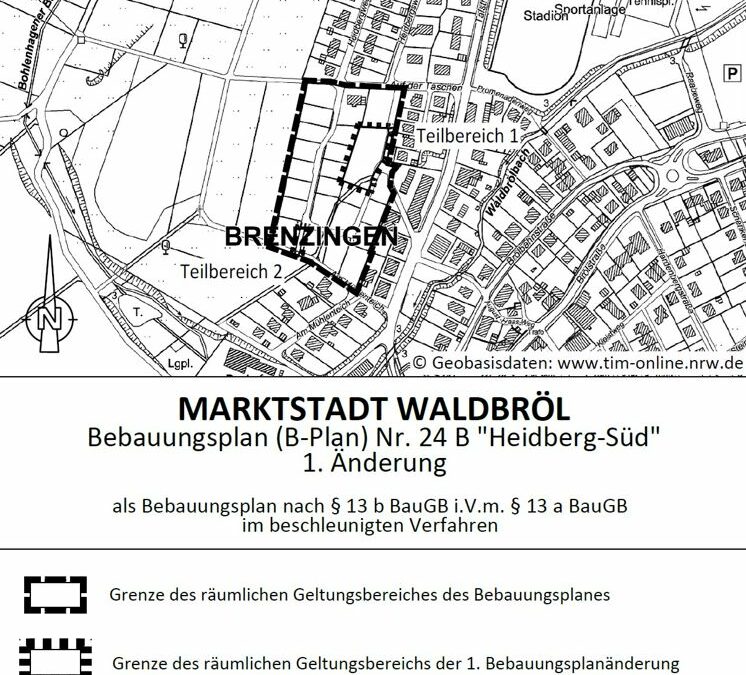 1. Änderung des Bebauungsplanes Nr. 24 B „Heidberg-Süd“ der Marktstadt Waldbröl