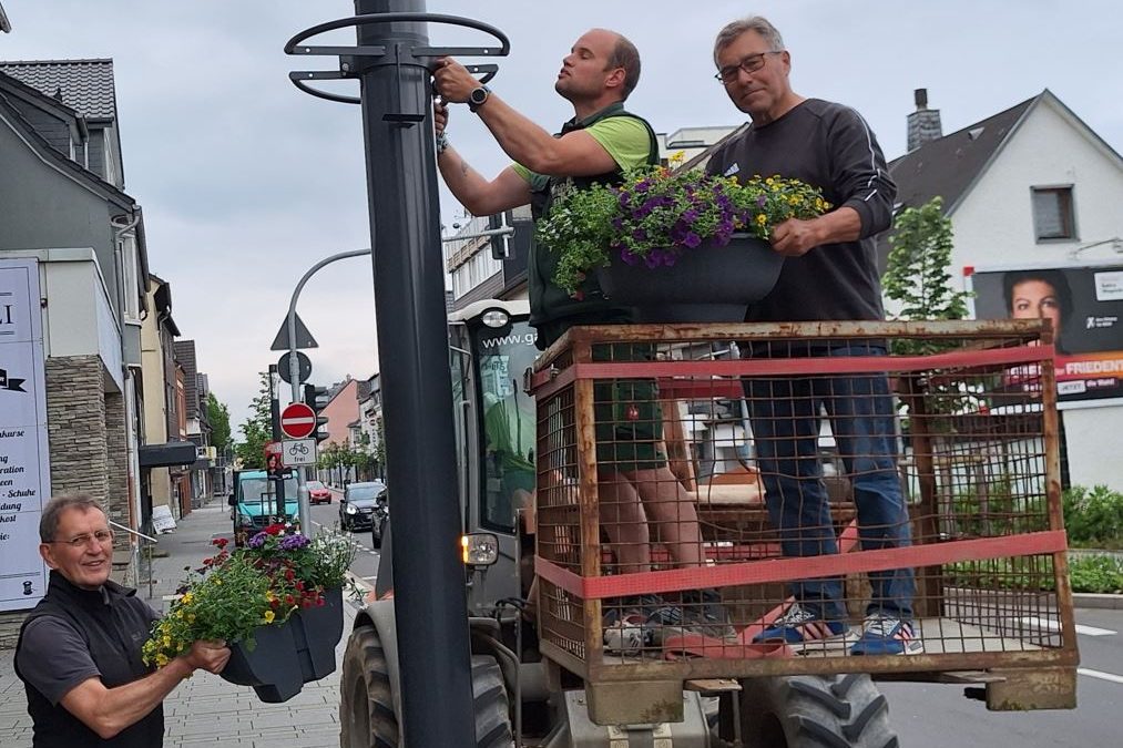 Blumenampeln an der Kaiserstraße neu bepflanzt